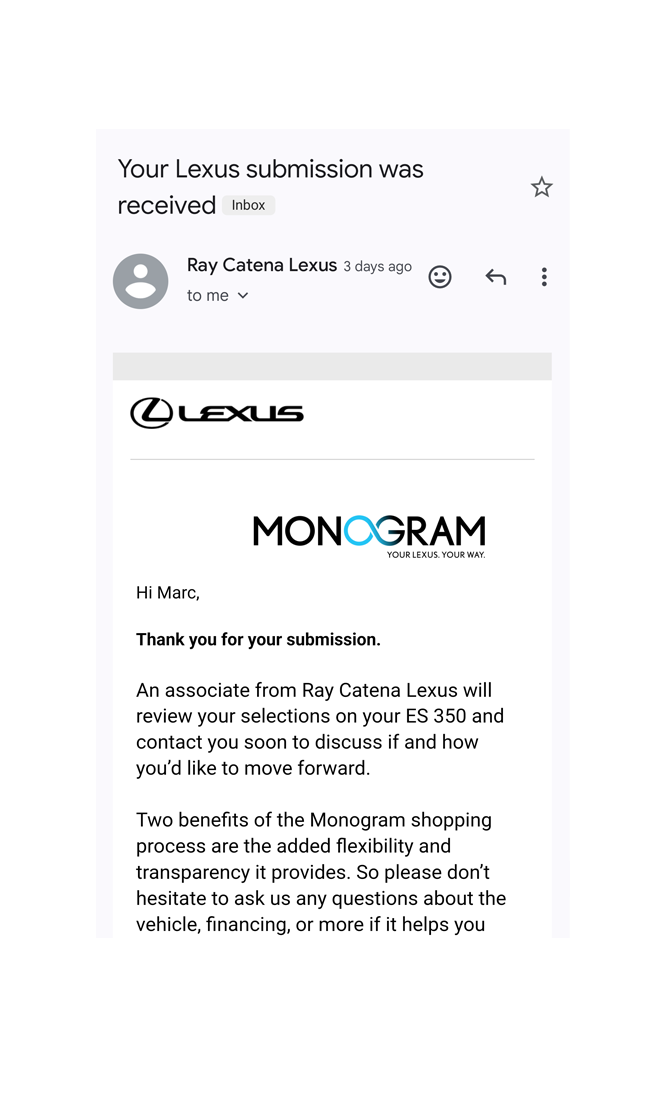 Current email, opening view